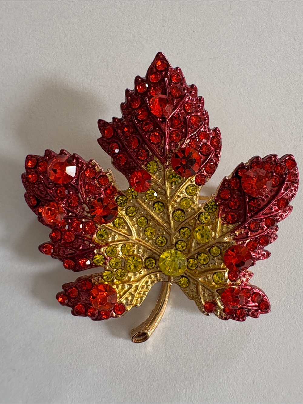 Rhinestone Maple Leaf Brooch/Pendant
